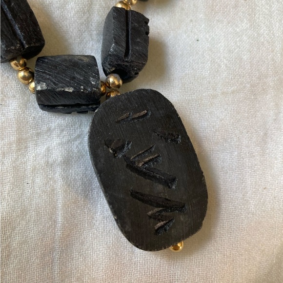 Black Natural Stone Chunky Vintage‎ Necklace Bohemian - Picture 8 of 8